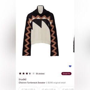 NUDE Chevron Turtleneck Sweater - Black, Brown, and Cream